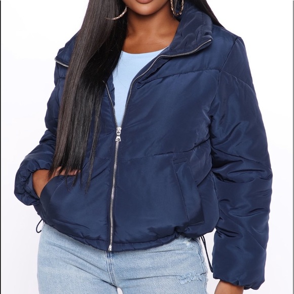 Navy Puffer Jacket - Picture 2 of 3